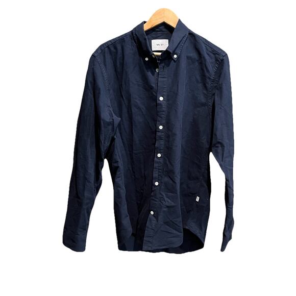 NN.07 Navy Long Sleeve Organic Cotton‎ Men's Casual Button Down Shirt Size XL